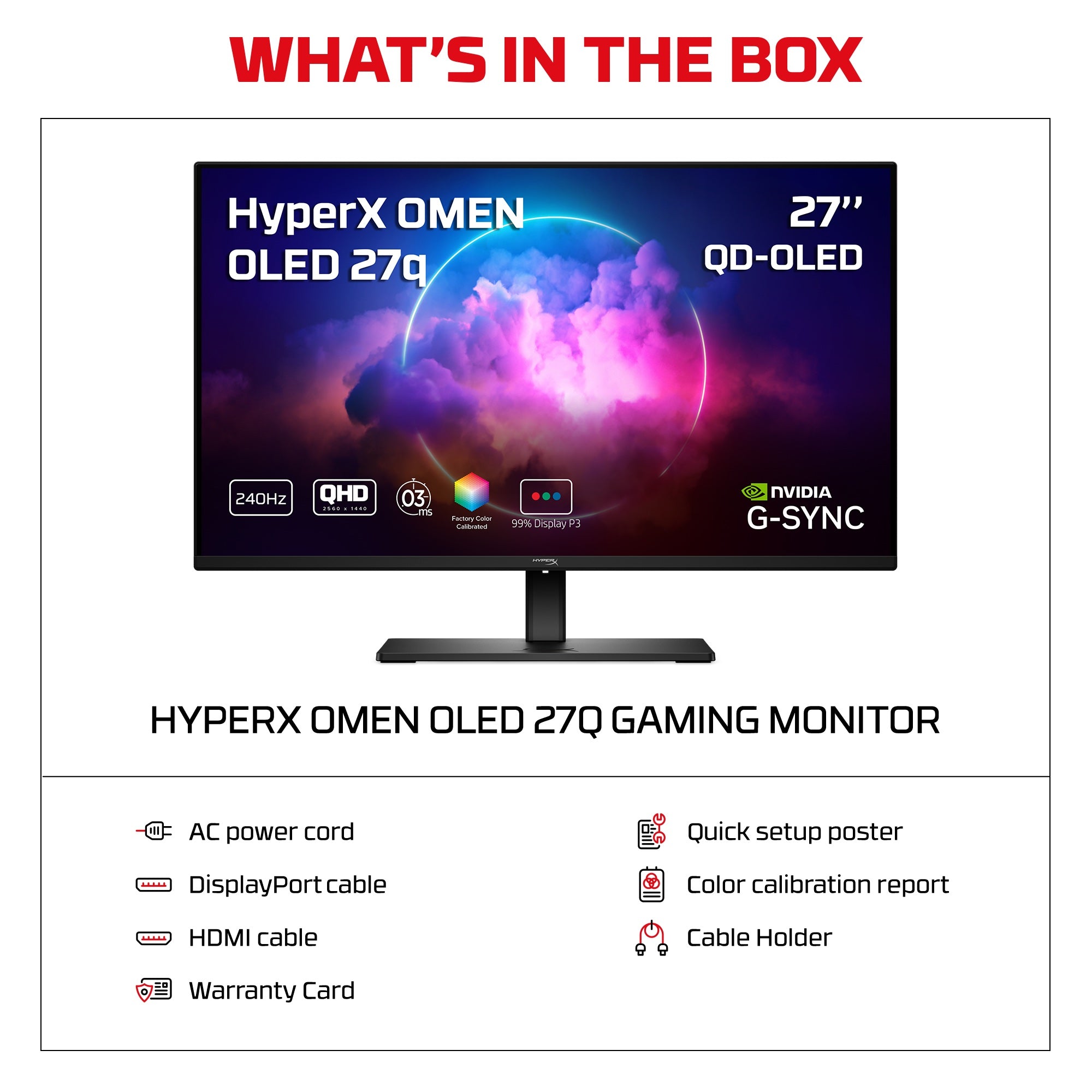 HyperX OMEN OLED 27 inch QHD 240Hz Gaming Monitor - OMEN OLED 27q - 10