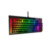 Left front facing view of HyperX Alloy Elite 2 mechanical keyboard displaying RGB lighting