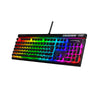 Right front facing view of HyperX Alloy Elite 2 mechanical keyboard displaying RGB lighting