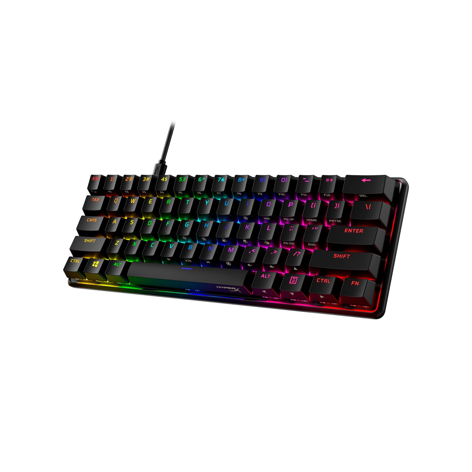HyperX Alloy Origins 60 Gaming Mechanical Keyboard showing the front left hand side view featuring petite 60 form factor