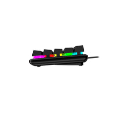 HyperX Alloy Origins 60 Gaming Mechanical Keyboard showing the left side view featuring customizable RGB lighting