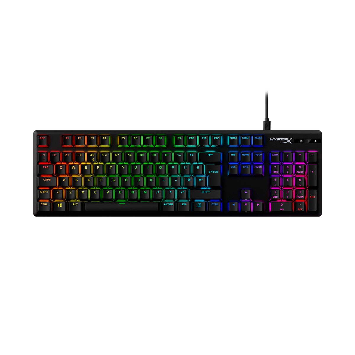 HyperX Alloy Origins PBT mechanical gaming keyboard displaying RBG lighting
