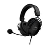 HyperX Cloud Alpha Black gaming headset displaying the front left hand side featuring the detachable noise cancelling microphone