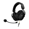 HyperX Cloud Alpha Black gaming headset displaying the front left hand side featuring the detached noise cancelling microphone and detachable audio cable