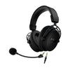 HyperX Cloud Alpha S Black gaming headset displaying the front left hand side featuring the detached noise cancelling microphone and detachable audio cable