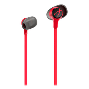 Close front view of the HyperX Earbuds II Red