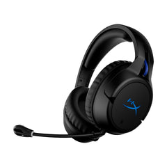 Cloud Flight PS5/PS4 wireless gaming headset displaying the front left hand side featuring the detachable noise cancelling microphone