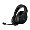 HyperX Cloud Flight PS5/PS4 wireless gaming headset displaying the front left hand side featuring the detachable noise cancelling microphone