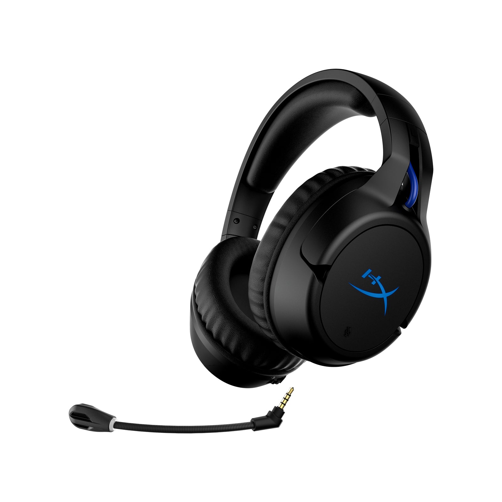 Cloud Flight PS5/PS4 wireless gaming headset displaying the front left hand side featuring the detached noise cancelling microphone