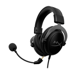 HyperX Cloud II gun metal gaming headset displaying the front left hand side featuring the detached noise cancelling microphone