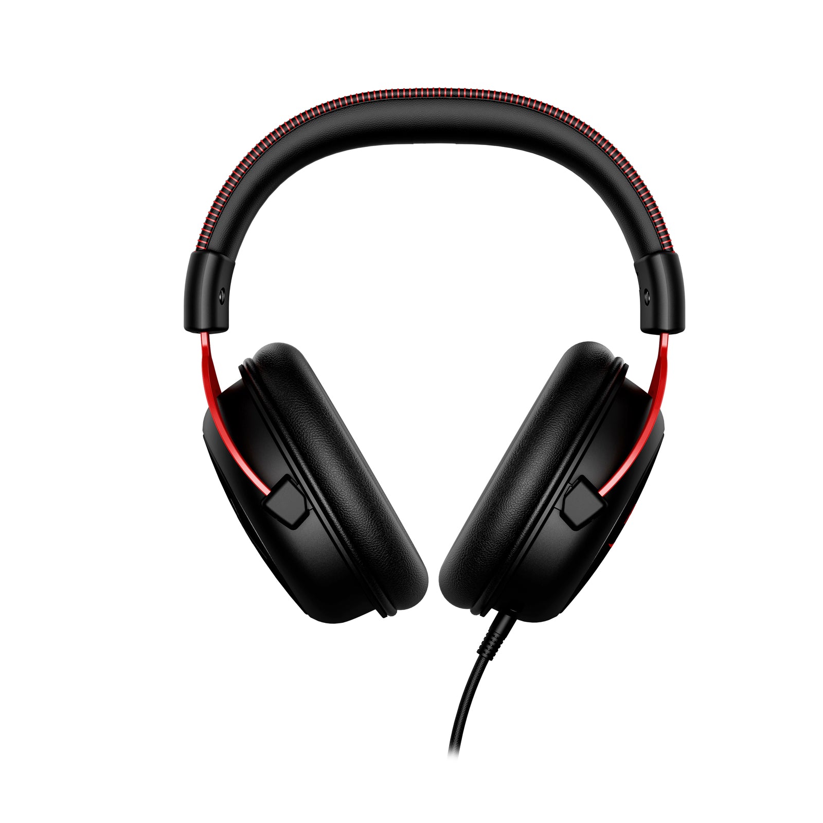 Front side view of HyperX Cloud II red gaming headset