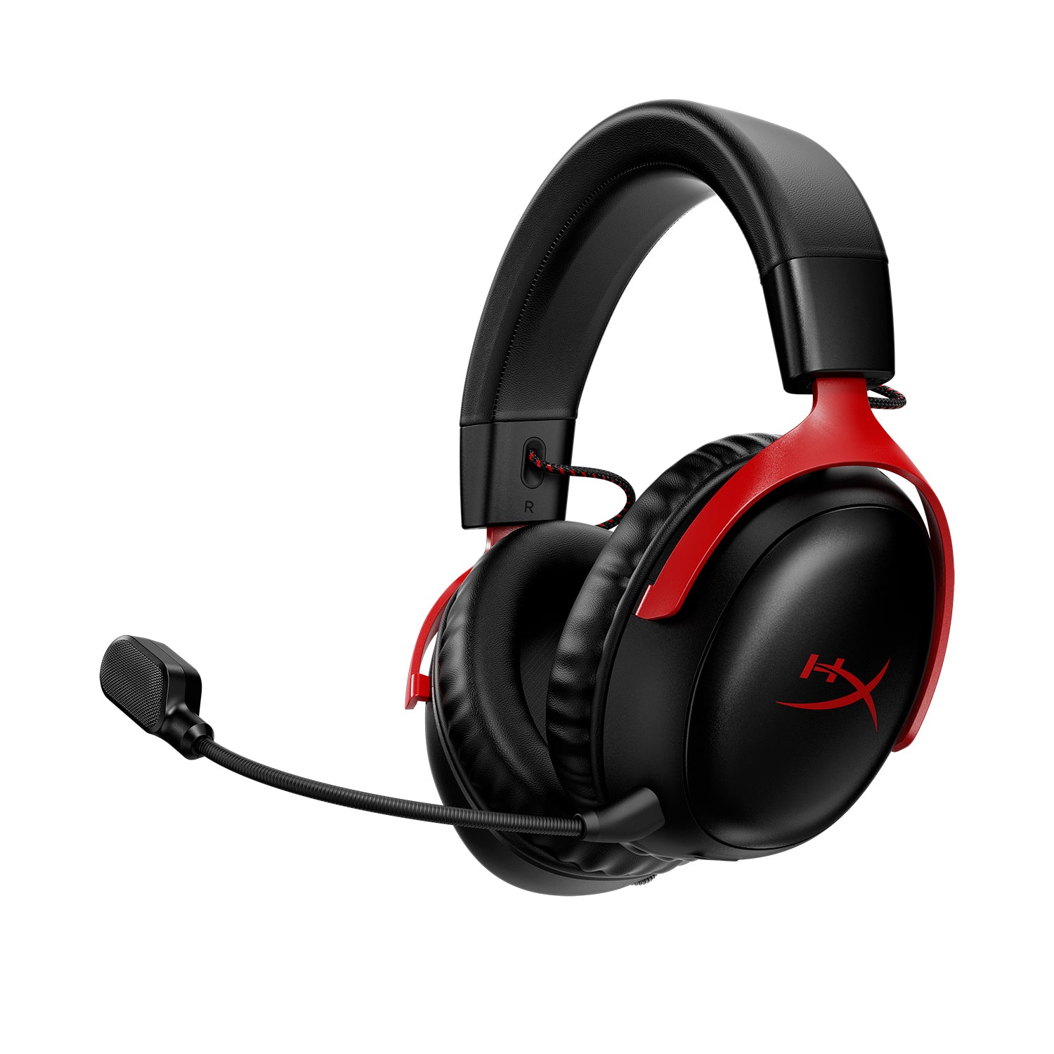 HyperX Cloud III Wireless Black-Red Gaming Headset - main angled view pointing to the left side