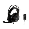 HyperX Cloud Revolver gaming headset displaying the front left hand side featuring the detachable noise cancelling microphone and USB audio control box