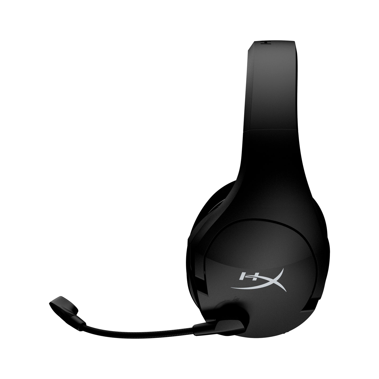 A left hand view of the HyperX Cloud Stinger Core Wireless Gaming Headset + 7.1 displayig the swivel to mute mic