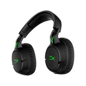 Front side view of HyperX Cloud Flight Xbox wireless gaming headset displaying 90 degree rotating ear cups