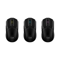 HyperX Pulsefire Haste 2 Mini Wireless Black Gaming Mouse - view from above displaying RGB effects