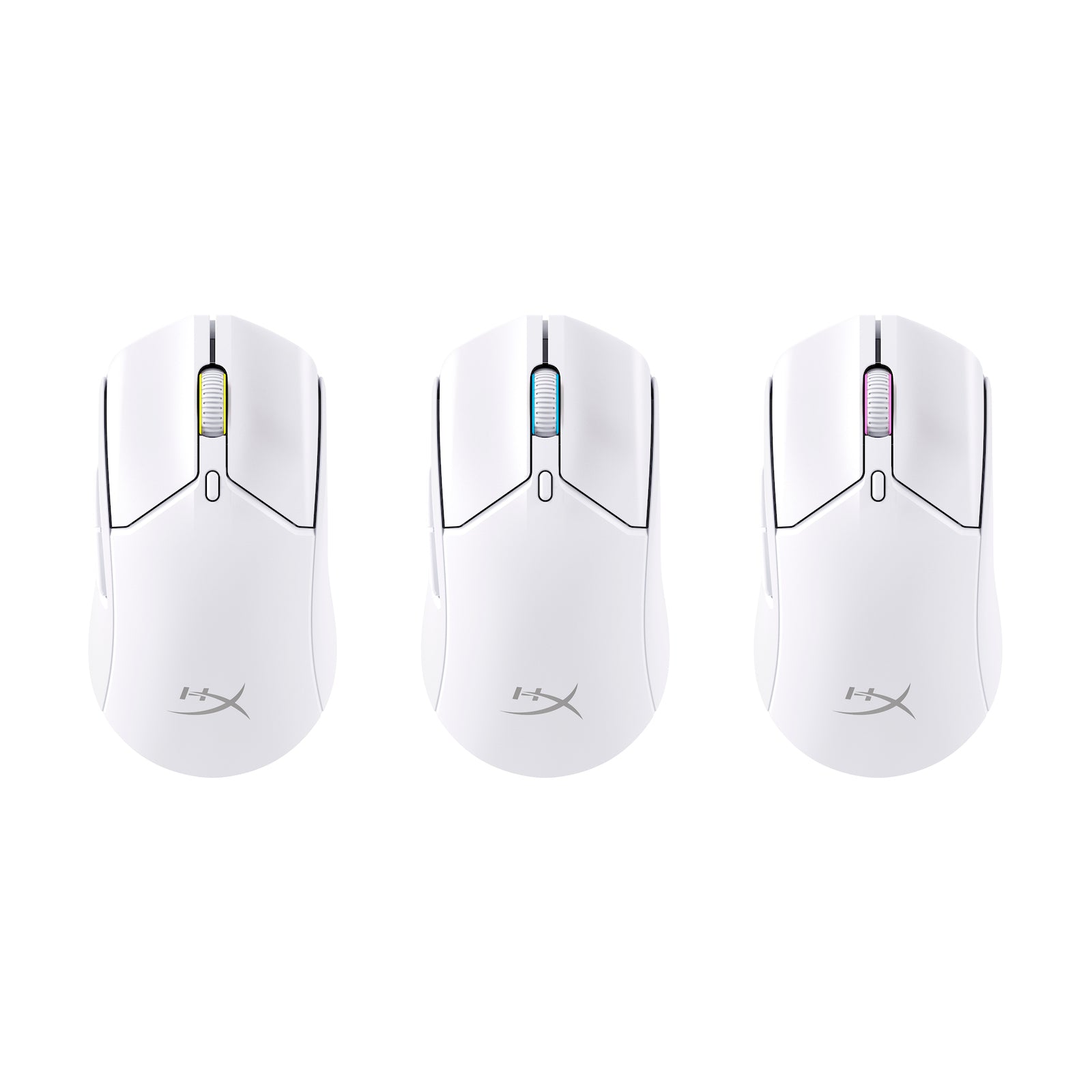 HyperX Pulsefire Haste 2 Wireless White Gaming Mouse - showing RGB effects