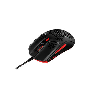 HyperX Pulsefire Haste Red-Black Gaming Mouse - angled view from the right side