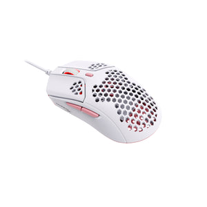 HyperX Pulsefire Haste White-Pink Gaming Mouse - angled view from the left side