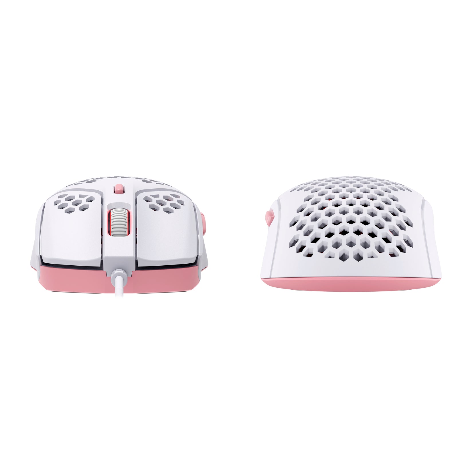 HyperX Pulsefire Haste White-Pink Gaming Mouse - front and back view