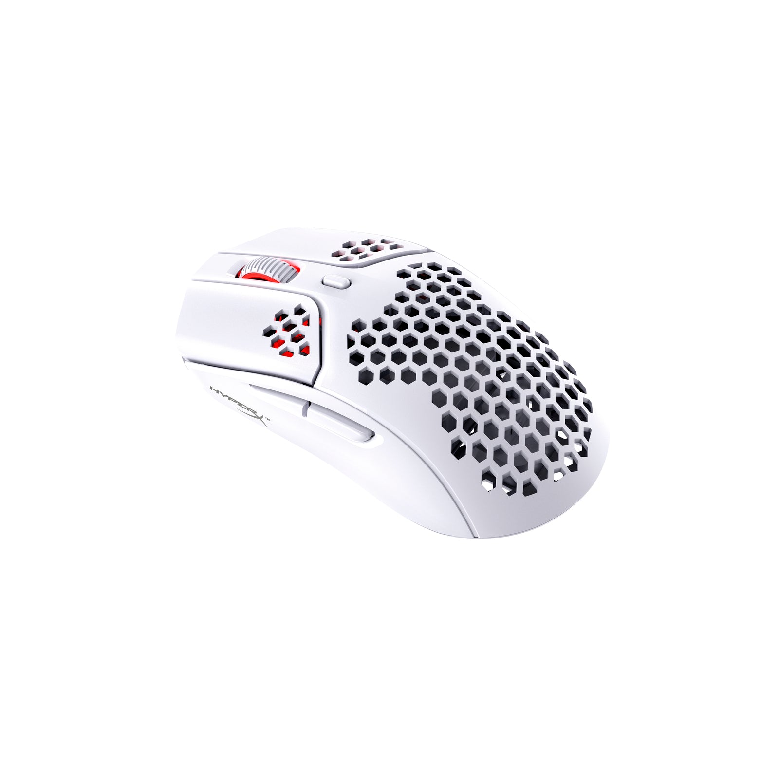 HyperX Pulsefire Haste White Wireless White Gaming Mouse - angled view from the right side