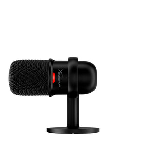 HyperX SoloCast Microphone Black twisted showing the front side view featuring Cardioid polar pattern