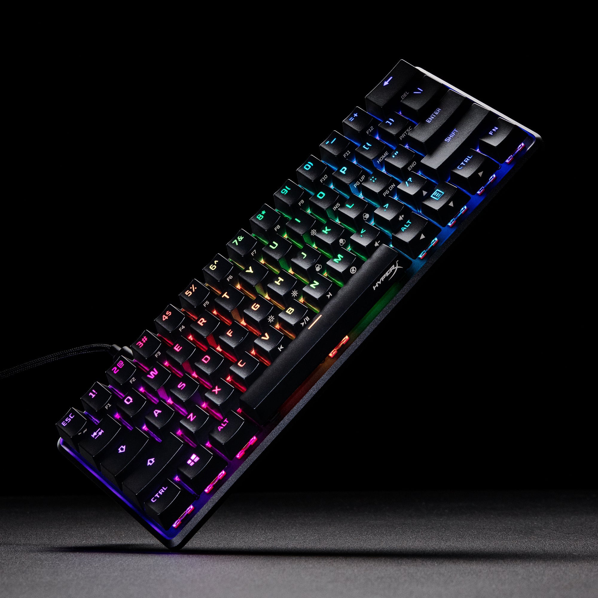 RGB backlit keys with radiant lighting effects