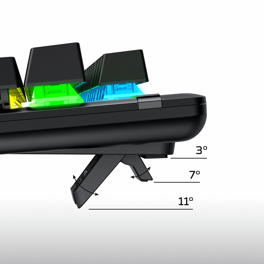 Three adjustable keyboard tilt angles