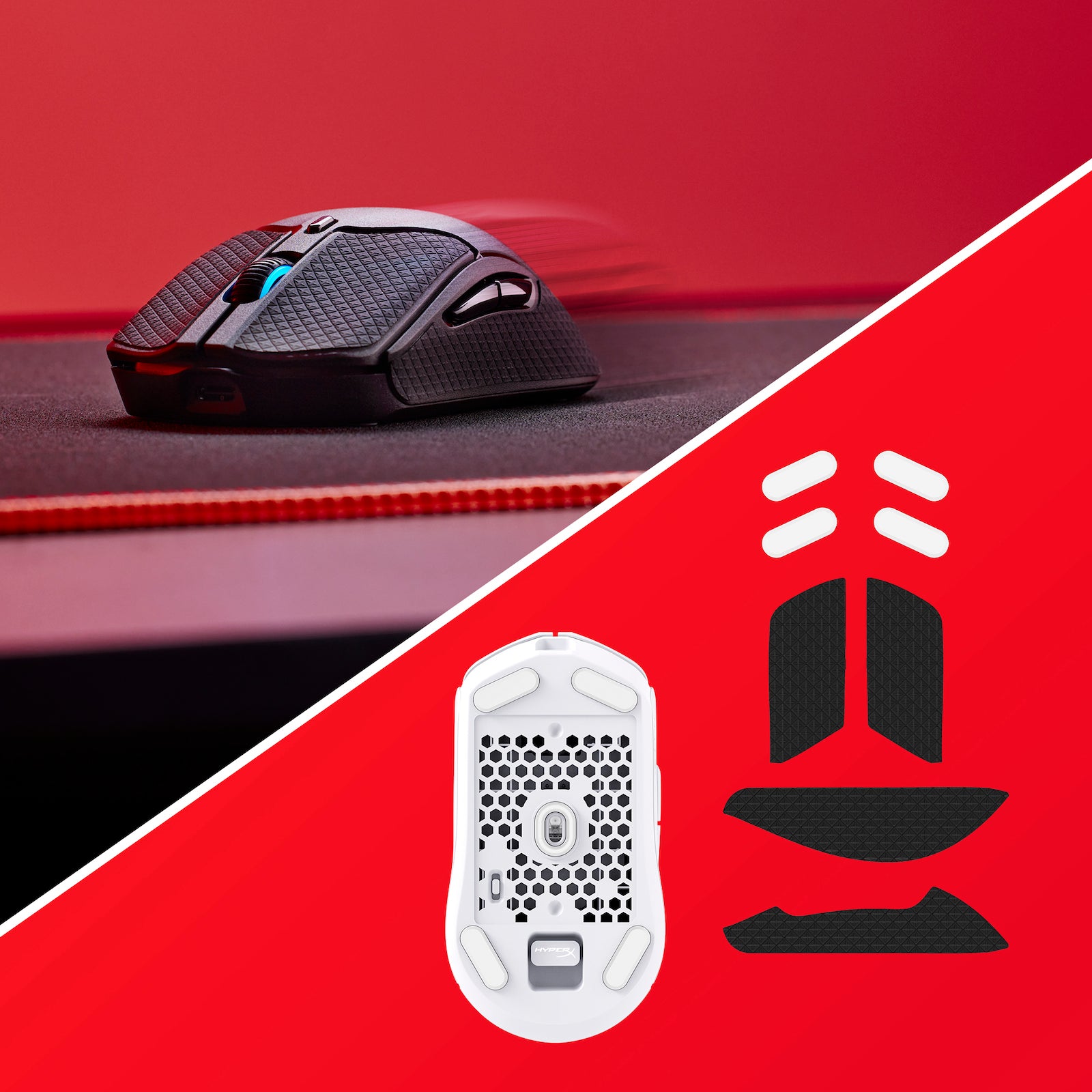 Low-Friction Skates and custom HyperX grips