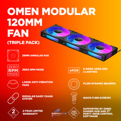 OMEN Modular 120mm Fan - Triple Pack Black - 03