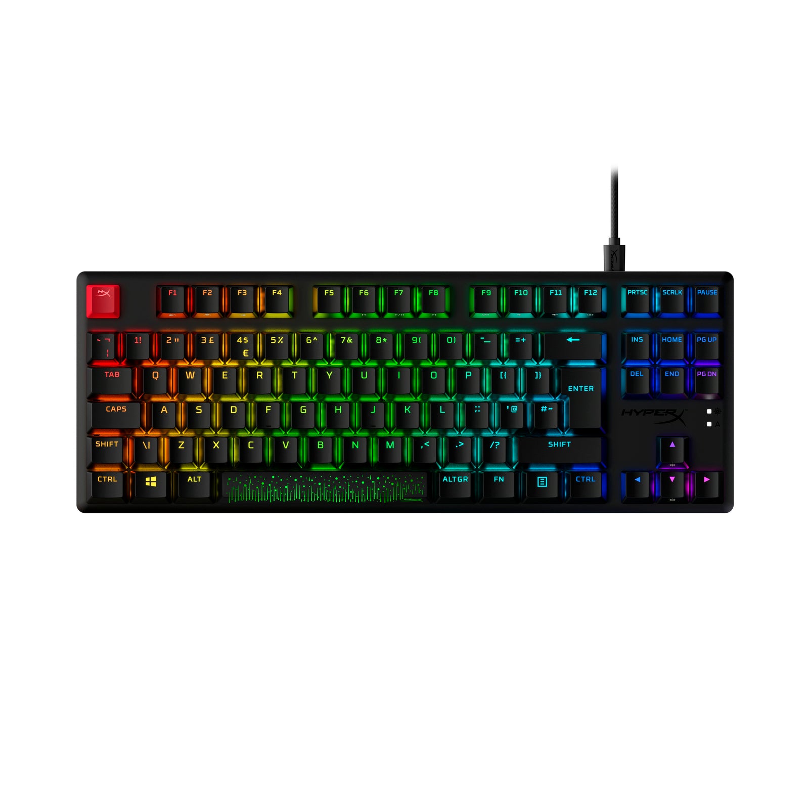 HyperX Alloy Origins Core PBT Gaming Keyboard Front View Showing RGB Effects