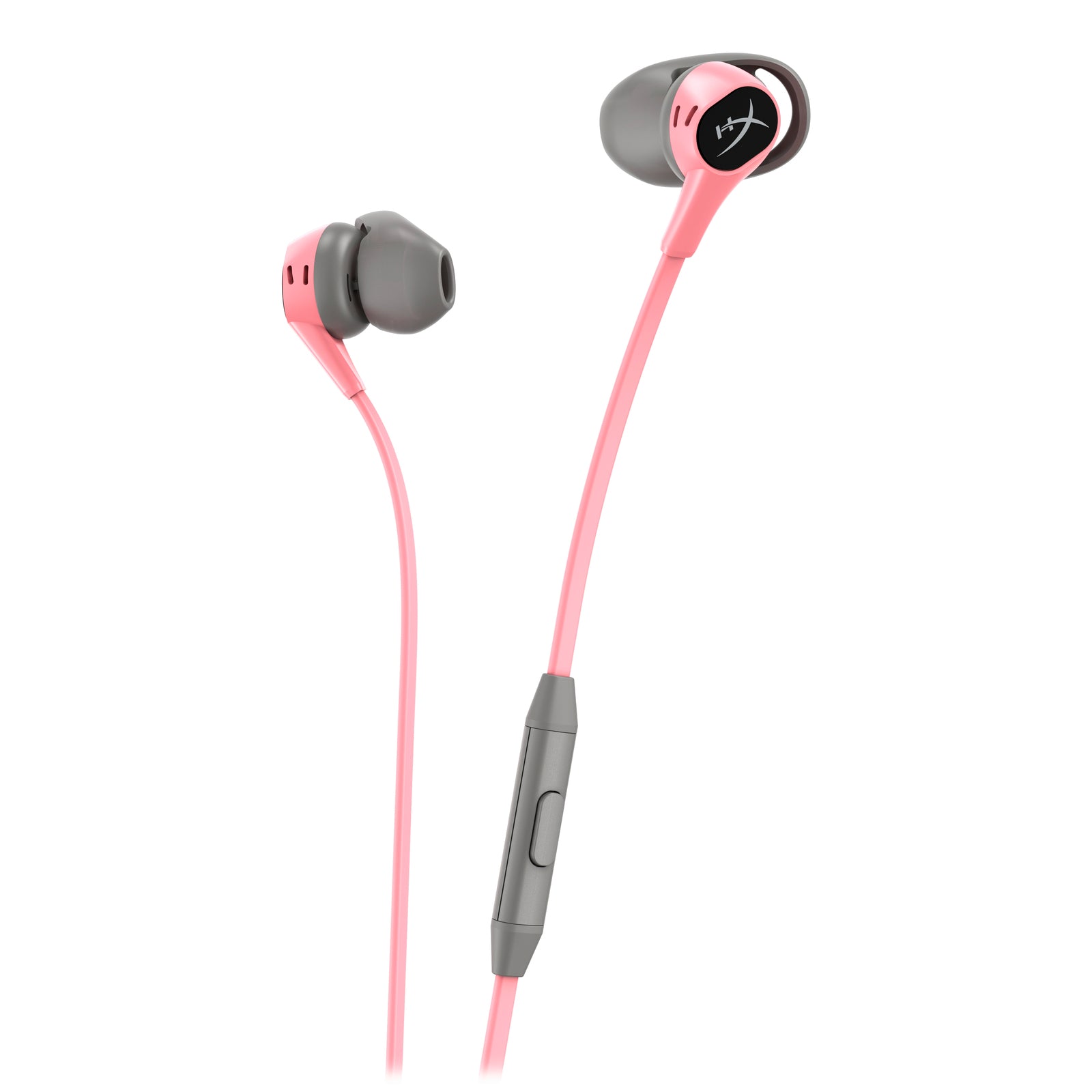 Pink and Grey HyperX Cloud Earbuds Main Product Image