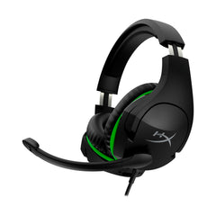 HyperX CloudX Stinger Gaming Headset showing the front left hand side featuring Swivel-to-mute noise-cancelling microphone