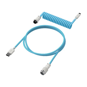 Angled view of HyperX Coiled Cable in light blue