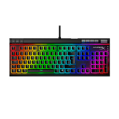 HyperX Pudding Keycaps ABS top down view on keyboard with RGB lighting