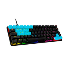 Front angled view of HyperX rubber keycaps in blue