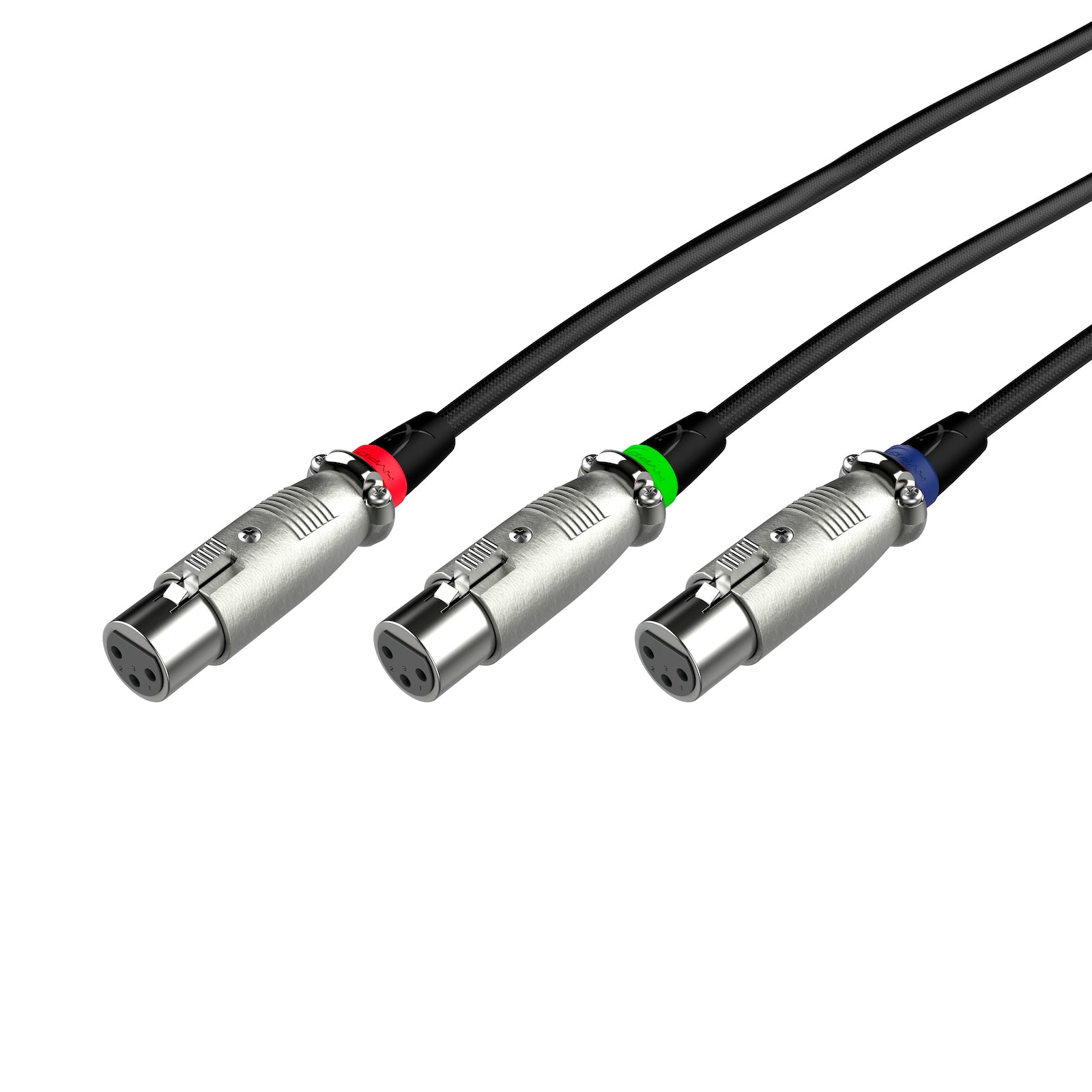 Main view of HyperX XLR Cable showing closeup of vibrant cable ID tags